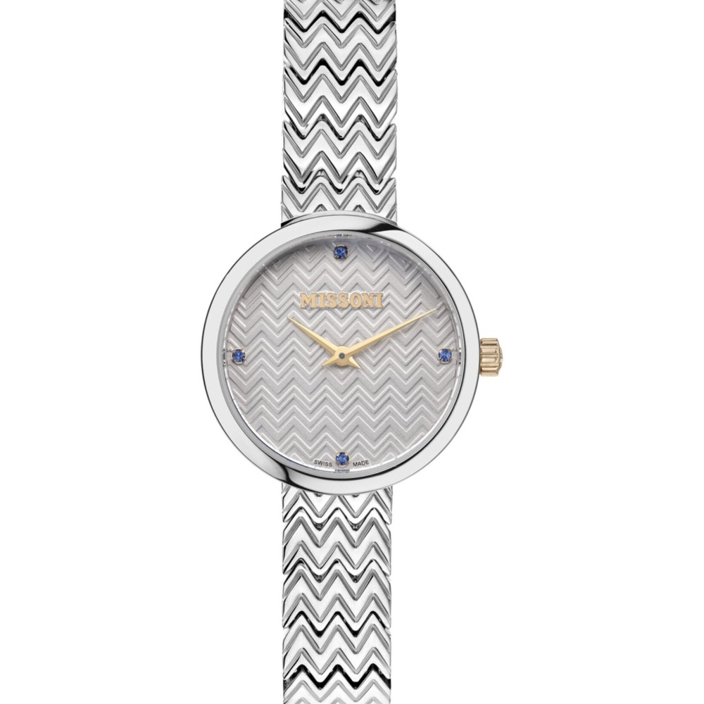 NWT MISSONI M1 Watch with Silver Dial, Gold Accents and Sapphire Detail